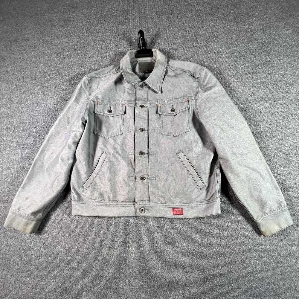 Vintage Guess Trucker Jacket Mens L Gray Cotton Chambray M0348627 USA MADE